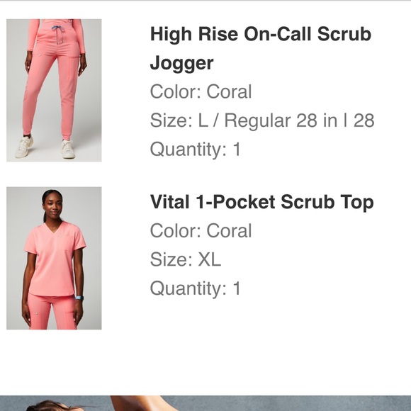 SOLD OUT RARE NWOT Fabletics Coral Scrubs top size XL, joggers size L - Picture 3 of 5
